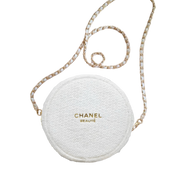 Chanel Holiday Round Pouch with Sling Chain - White
