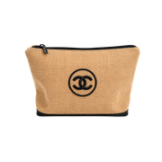 Chanel Logo Pouch - Beige and Black