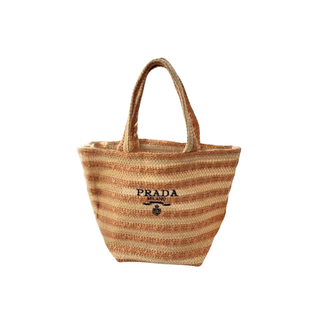 Prada Raffia Striped Handbag