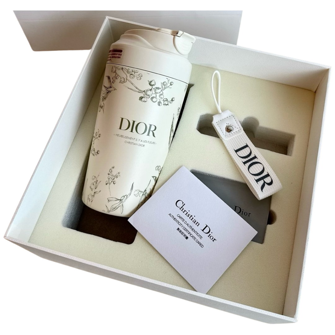 Dior Cream Floral Travel Mug