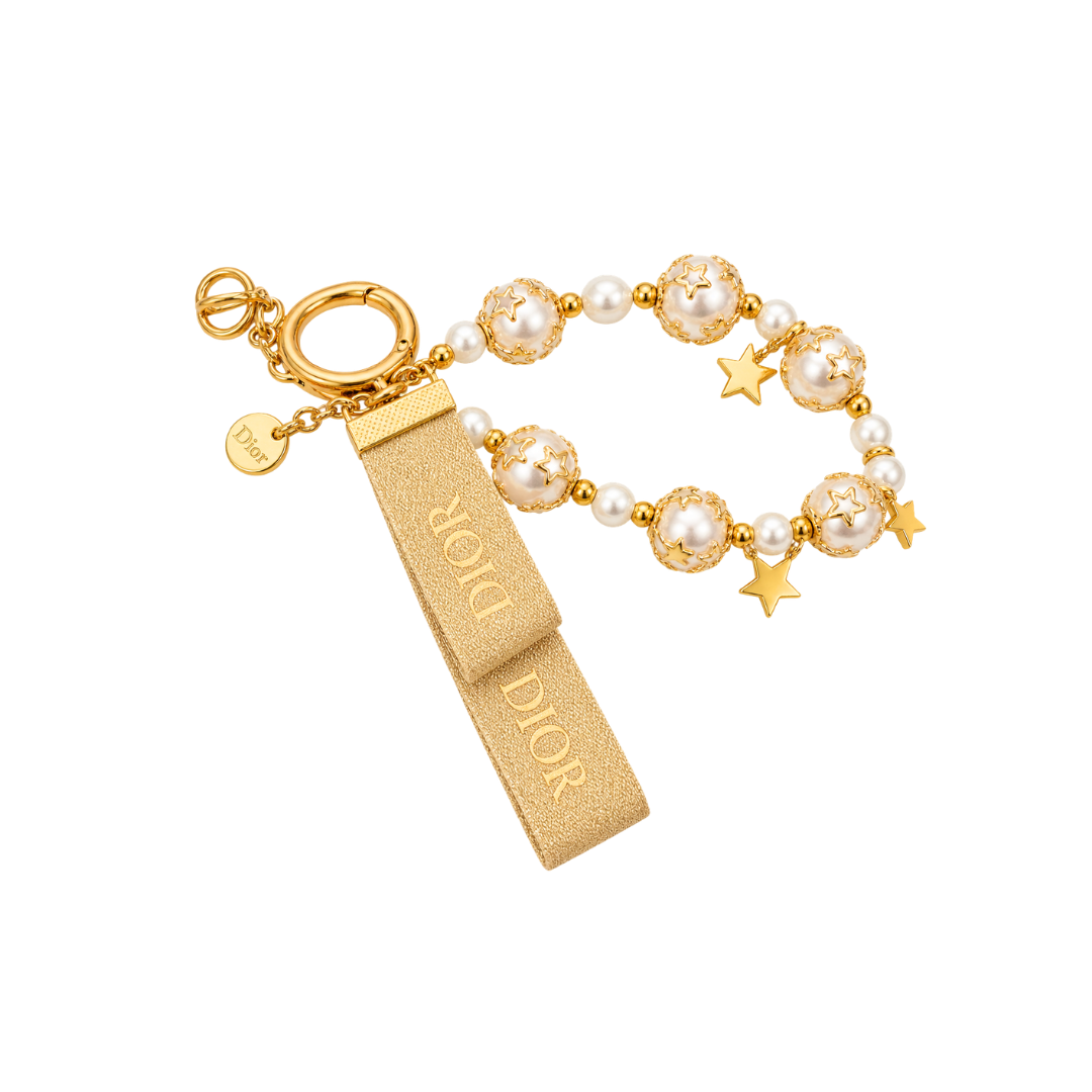 Dior Gold Pearl And Star Keychain