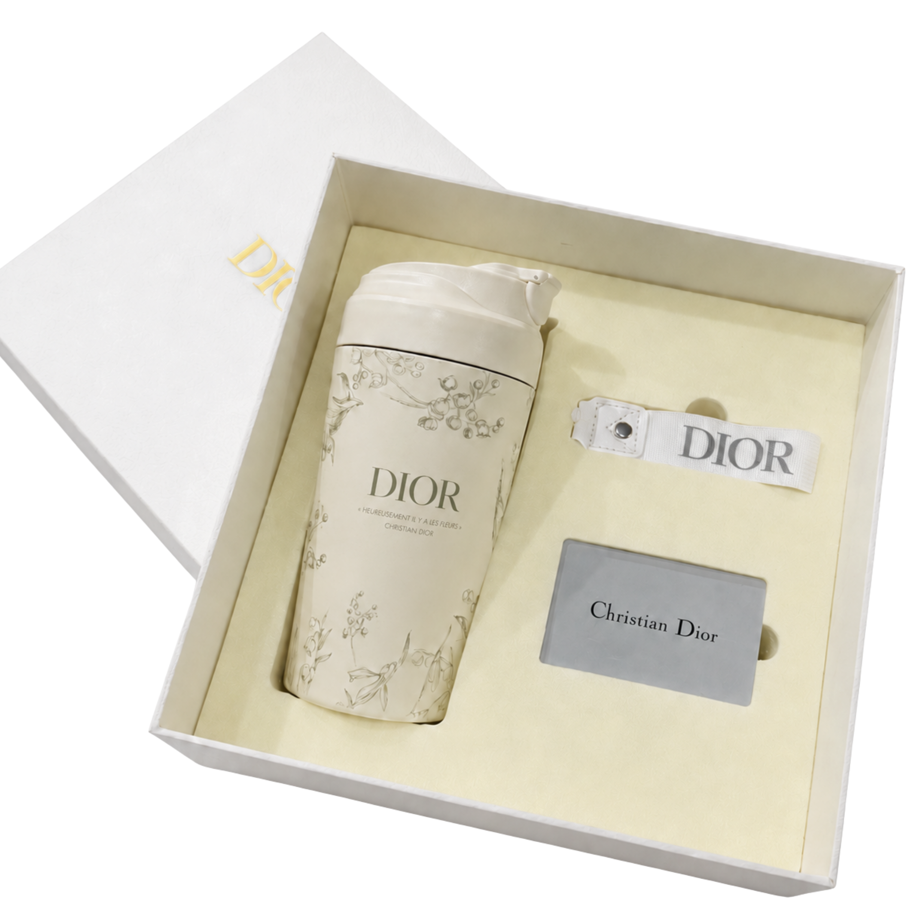 Dior Cream Floral Travel Mug