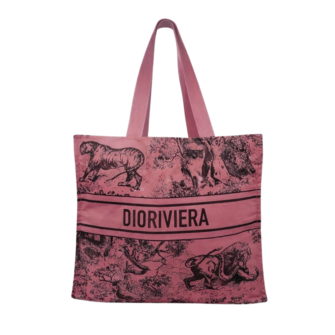 Dior Christian Dior Dioriviera Straw Tote Bag - Dark Grey & Red