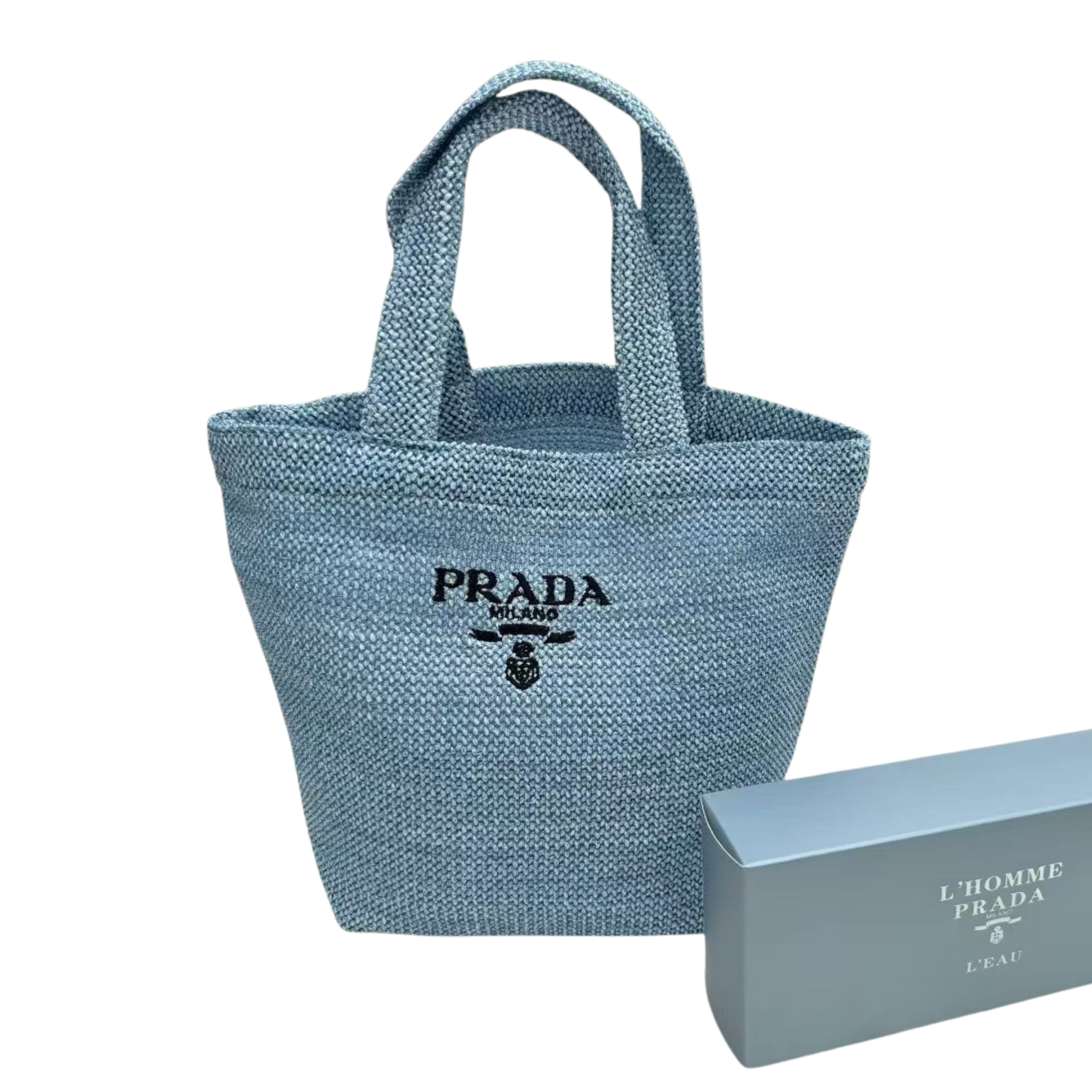 Prada Raffia Shoulder Bag - Blue