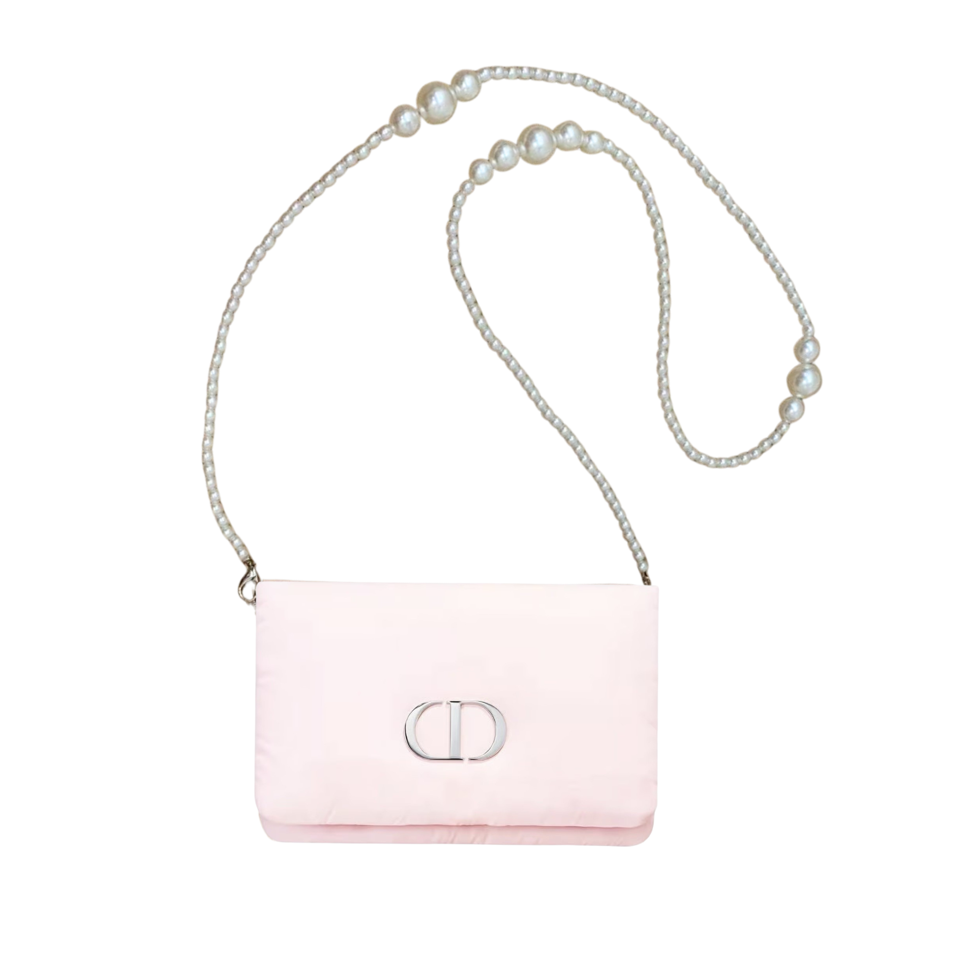 Dior Pink Pouch with Pearl Chain Strap