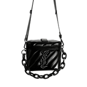 YSL Rectangular Quilted Cosmetic Bag - Black Logo