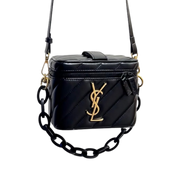 YSL Rectangular Quilted Cosmetic Bag - Gold Logo