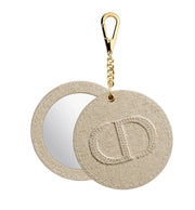 DIOR Beige Fabric Compact Mirror with Gold Chain