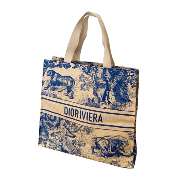 Dior Christian Dior Dioriviera Straw Tote Bag - Dark Blue – The
